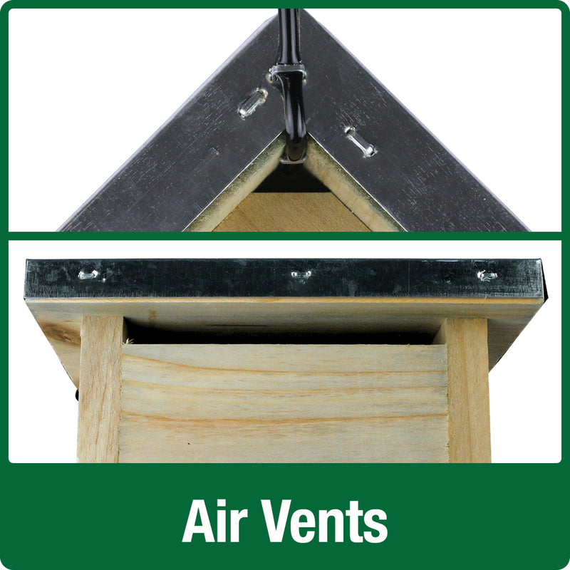 Load image into Gallery viewer, air vents on front and sides promote airflow on the wild wings Decorative Weathered Wren House