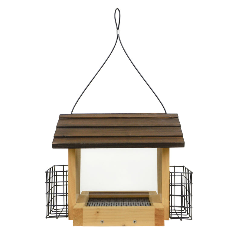 Load image into Gallery viewer, Nature&#39;s Way 3 QT Hopper cedar bird Feeder with two Suet Cages

