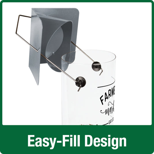 lid lifts off for easy filling on the wild wings Farmhouse Deluxe Easy Clean Feeder