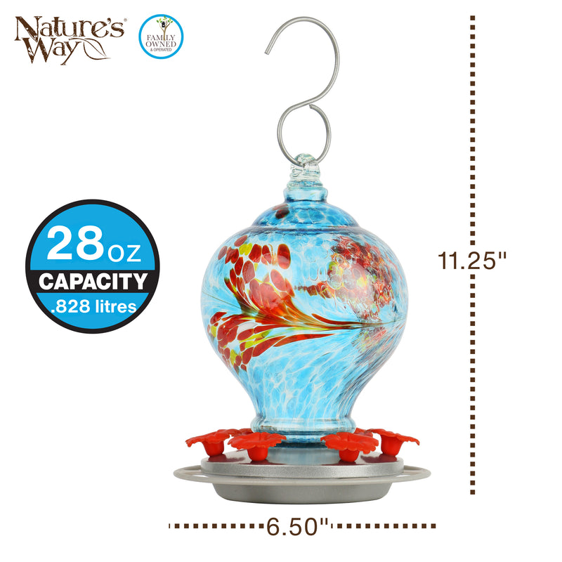 Load image into Gallery viewer, Sunny Day Artisan Handblown Glass Gravity Hummingbird Feeder
