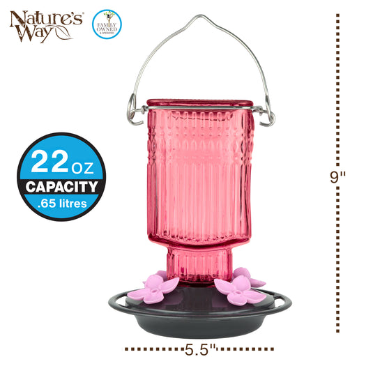 Pink Petal Antique Hummingbird Gravity Feeder