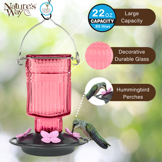 Pink Petal Antique Hummingbird Gravity Feeder