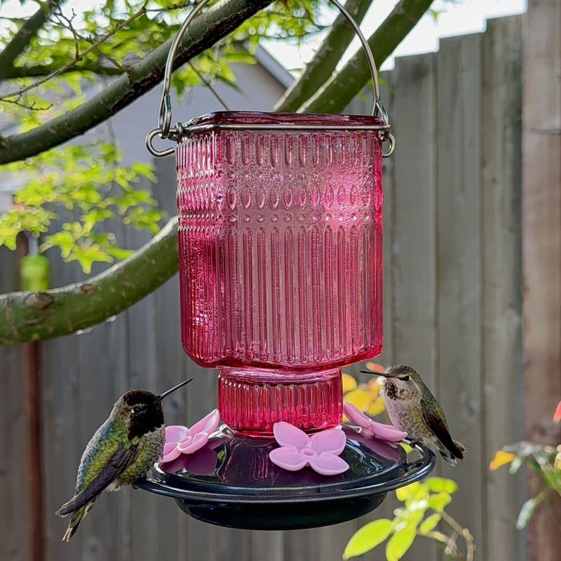 Load image into Gallery viewer, Pink Petal Antique Hummingbird Gravity Feeder
