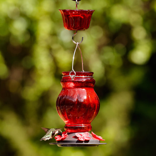 Garnet Visions Antique Hummingbird Gravity Feeder
