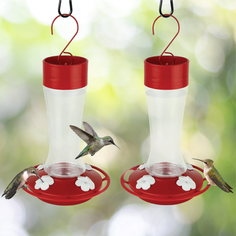 Load image into Gallery viewer, 2-Pack Scarlet Silhouette Glass Gravity Hummingbird Feeder
