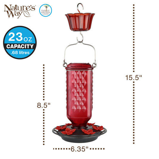 Poppy Column Antique Hummingbird Gravity Feeder