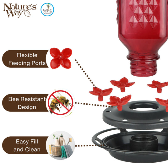 Poppy Column Antique Hummingbird Gravity Feeder