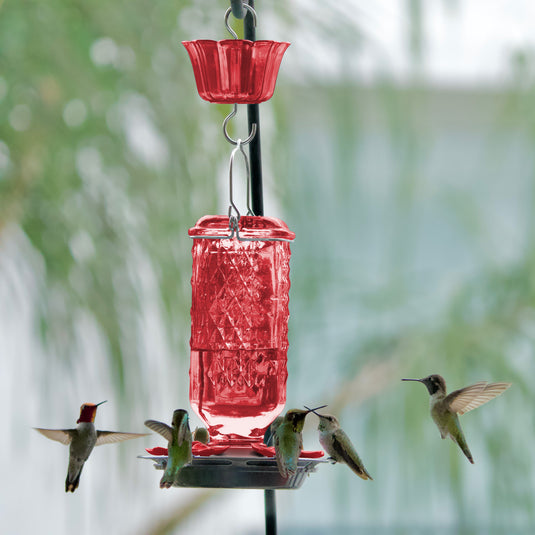 Poppy Column Antique Hummingbird Gravity Feeder