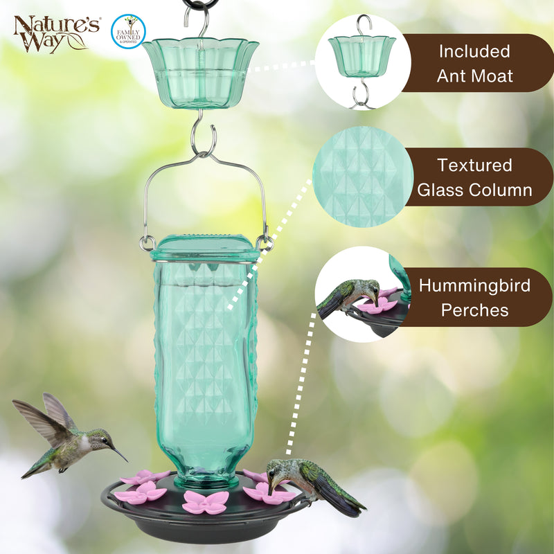 Load image into Gallery viewer, Dewdrop Column Antique Hummingbird Gravity Feeder
