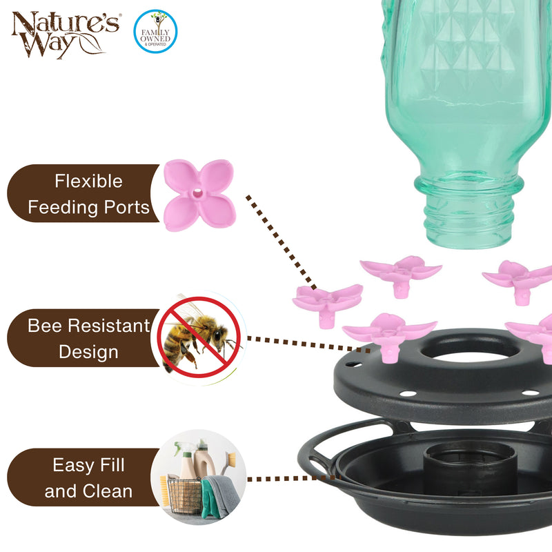 Load image into Gallery viewer, Dewdrop Column Antique Hummingbird Gravity Feeder

