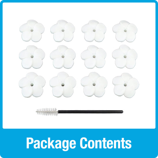 Hummingbird Feeder Replacement Flowers w/ Cleaning Brush - Anemone, White, 12