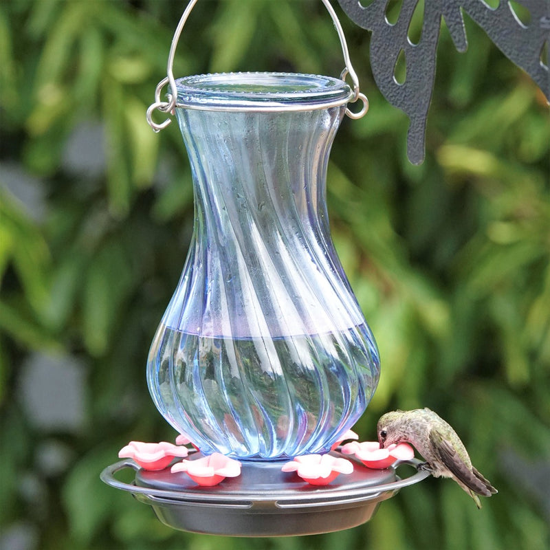Load image into Gallery viewer, Perfect Pitcher Antique Glass Gravity Hummingbird Feeder - 32 oz (Model# ANTGHF10)
