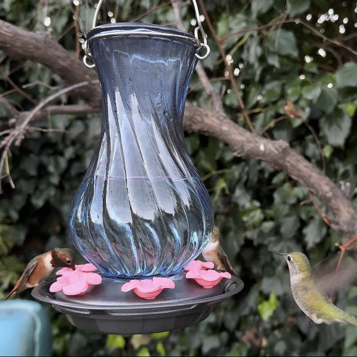 Load image into Gallery viewer, Perfect Pitcher Antique Glass Gravity Hummingbird Feeder - 32 oz (Model# ANTGHF10)

