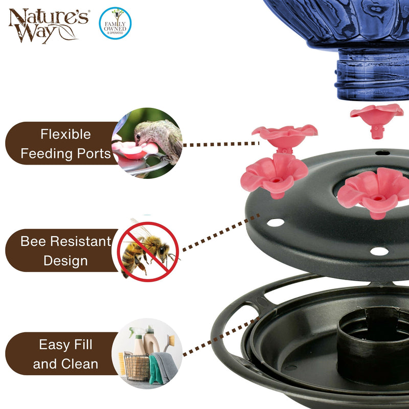 Load image into Gallery viewer, Perfect Pitcher Antique Glass Gravity Hummingbird Feeder
