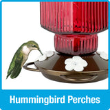 Crimson Carnation Antique Glass Gravity Hummingbird Feeder - 22 oz (Model# ANTGHF12)