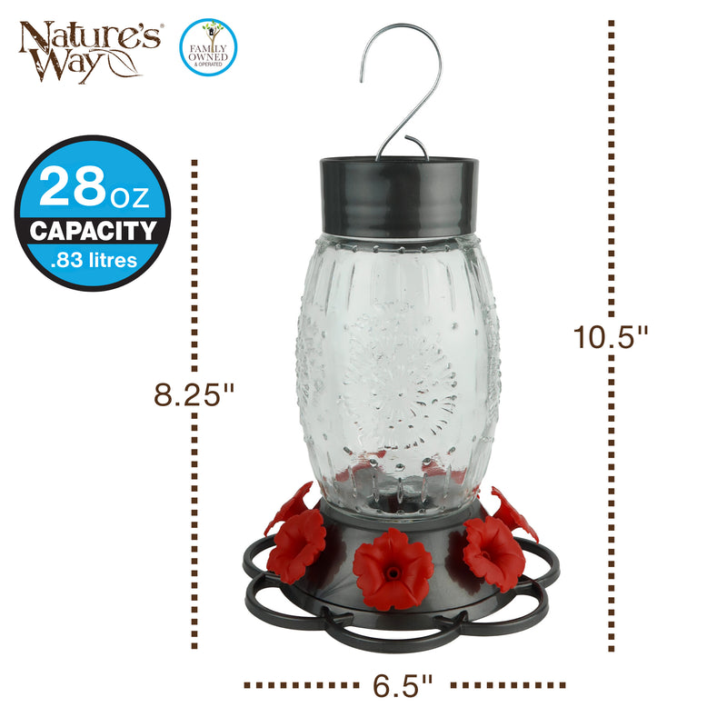 Load image into Gallery viewer, Antique Blooming Bulb Glass Hummingbird Feeder
