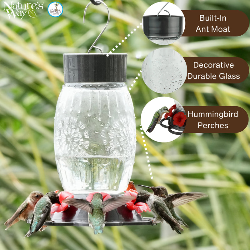 Load image into Gallery viewer, Antique Blooming Bulb Glass Hummingbird Feeder
