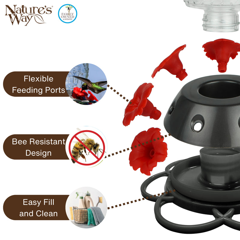 Load image into Gallery viewer, Antique Blooming Bulb Glass Hummingbird Feeder

