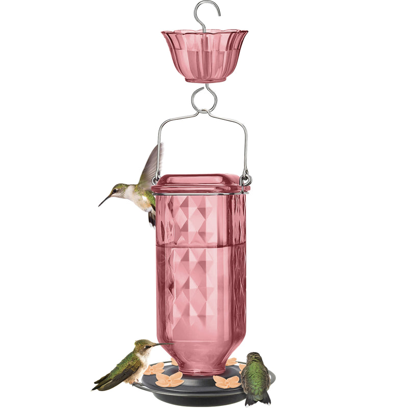 Load image into Gallery viewer, Rosewood Column Antique Glass Gravity Hummingbird Feeder with Ant Moat
