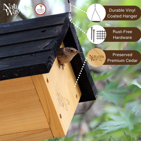 Traditional Cedar Wren House with Clean-Out Door