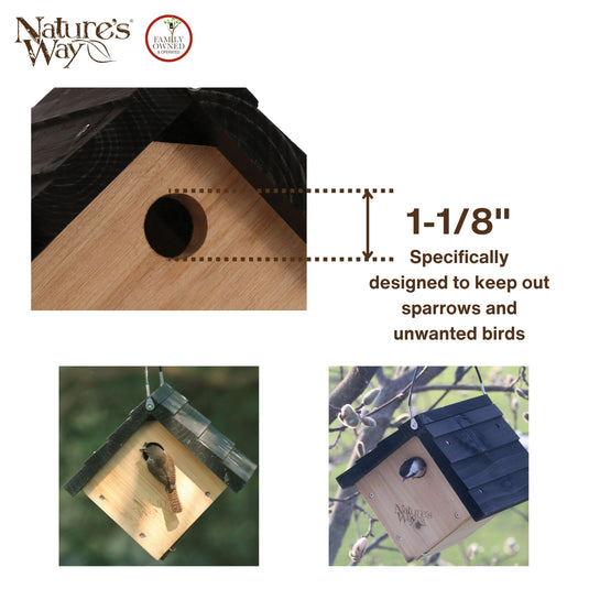 Traditional Cedar Wren House with Clean-Out Door