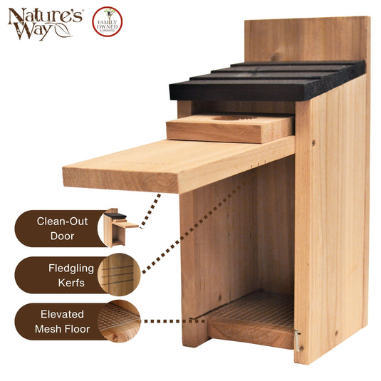 Cedar Bluebird House with Clean-out Door and Predator Guard