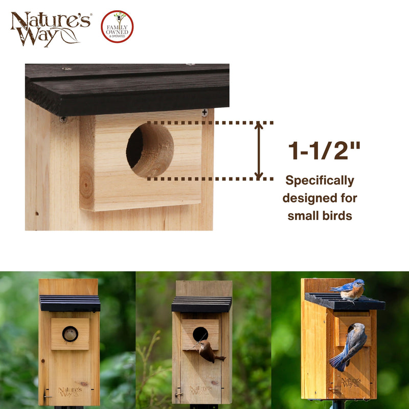 Load image into Gallery viewer, Cedar Bluebird House with Clean-out Door and Predator Guard
