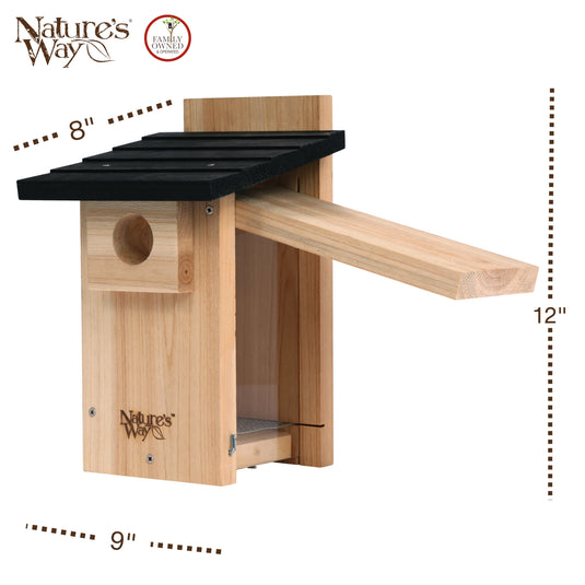 Cedar Bluebird House with Viewing Window and Clean-Out Door