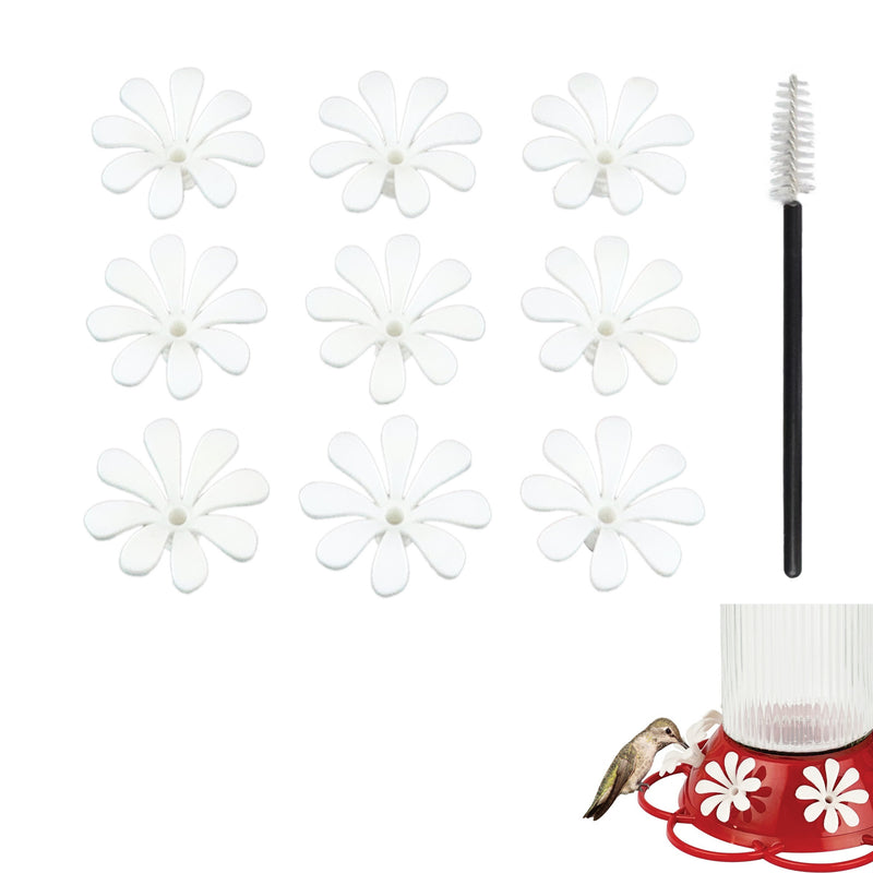 Load image into Gallery viewer, White Daisy Hummingbird Feeder Replacement Flowers w/ Cleaning Brush - 9 ct
