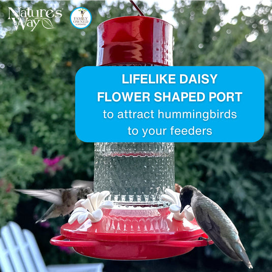 White Daisy Hummingbird Feeder Replacement Flowers w/ Cleaning Brush - 9 ct