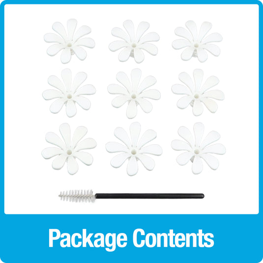 Hummingbird Feeder Replacement Flowers w/ Cleaning Brush - Daisy, White, 9
