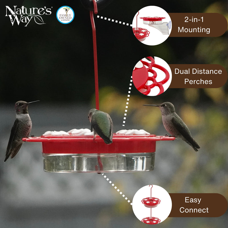 Load image into Gallery viewer, 2-in-1 Red Plastic Hanging Dish or Window Mount Hummingbird Feeder
