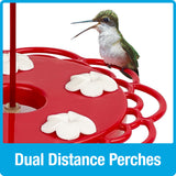 2-in-1 Plastic Dish Hummingbird Feeder - 13 oz - Red (Model# DDHF0-2N1)