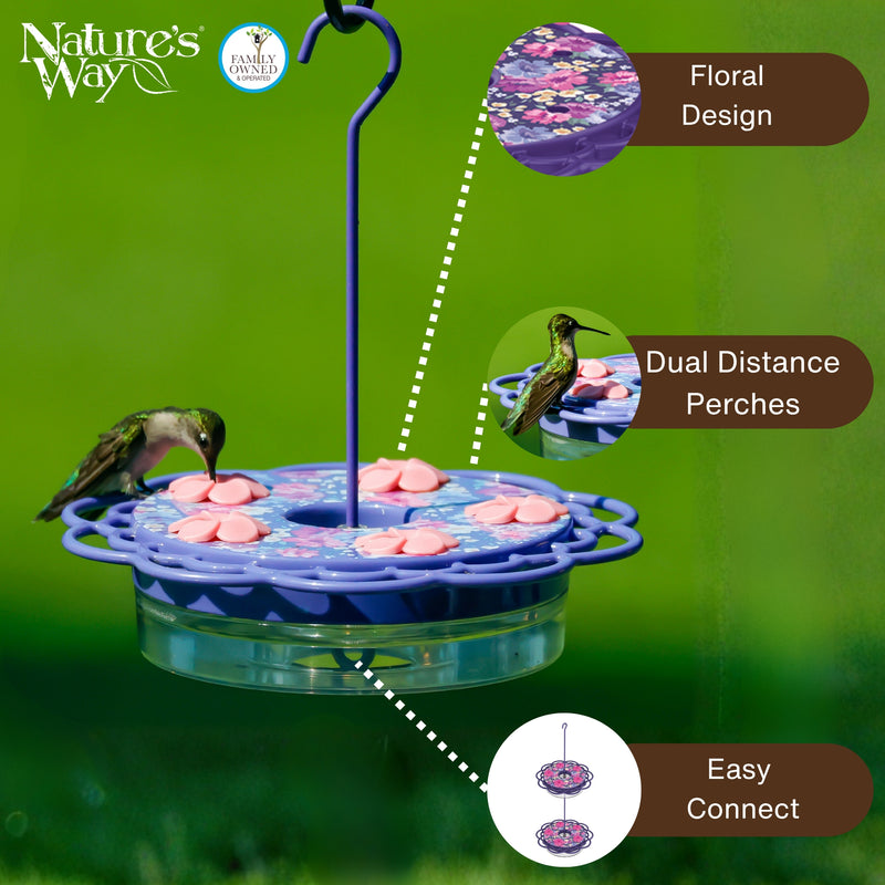 Load image into Gallery viewer, Petunia Passion Plastic Hanging Dish Hummingbird Feeder
