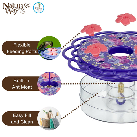 Petunia Passion Plastic Hanging Dish Hummingbird Feeder