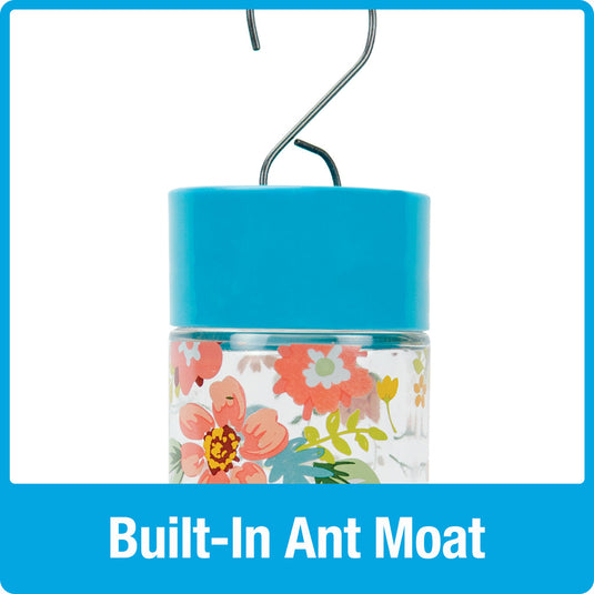 Charming Peony Decorative Glass Hummingbird Feeder