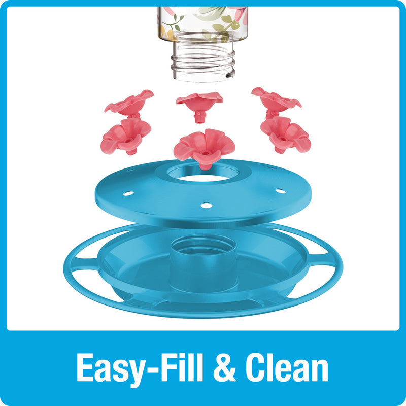 Load image into Gallery viewer, Charming Peony Decorative Glass Hummingbird Feeder
