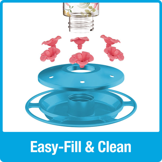 Charming Peony Decorative Glass Hummingbird Feeder