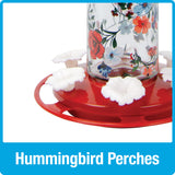 Vintage Blossom Decorative Glass Hummingbird Feeder (Model# DGHF3)
