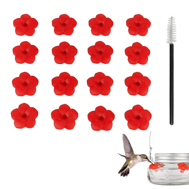 Load image into Gallery viewer, Red Impatiens Hummingbird Feeder Replacement Flowers w/ Cleaning Brush, 16 ct

