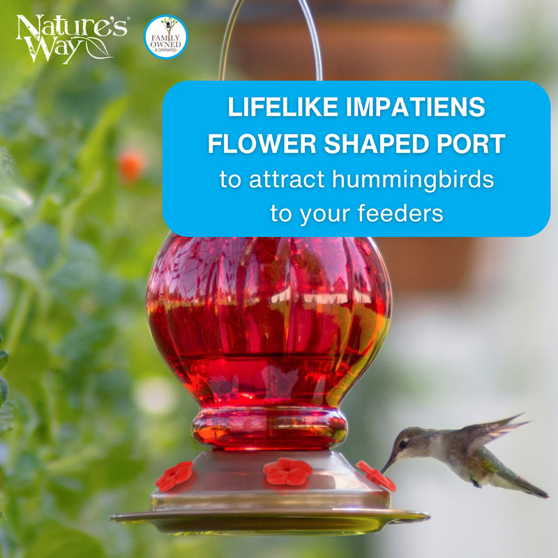 Load image into Gallery viewer, Red Impatiens Hummingbird Feeder Replacement Flowers w/ Cleaning Brush, 16 ct
