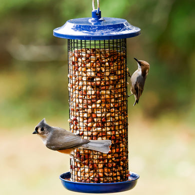 Cobalt Metal Mesh Mixed Seed and Peanut Bird Feeder