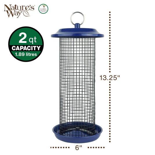 Cobalt Metal Mesh Mixed Seed and Peanut Bird Feeder