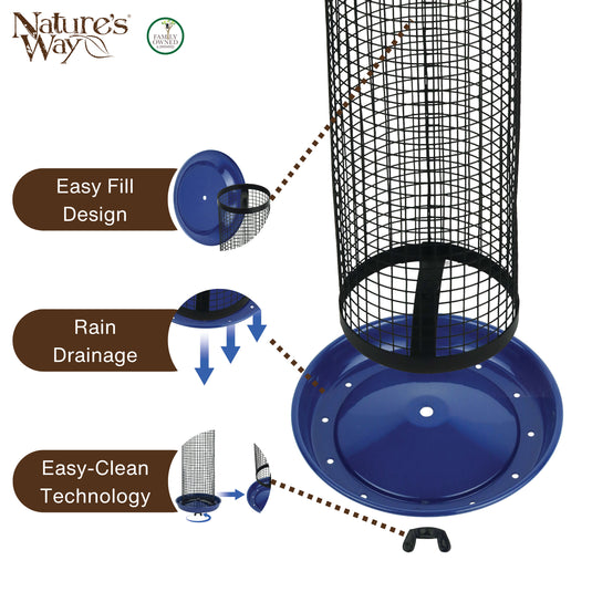 Cobalt Metal Mesh Mixed Seed and Peanut Bird Feeder