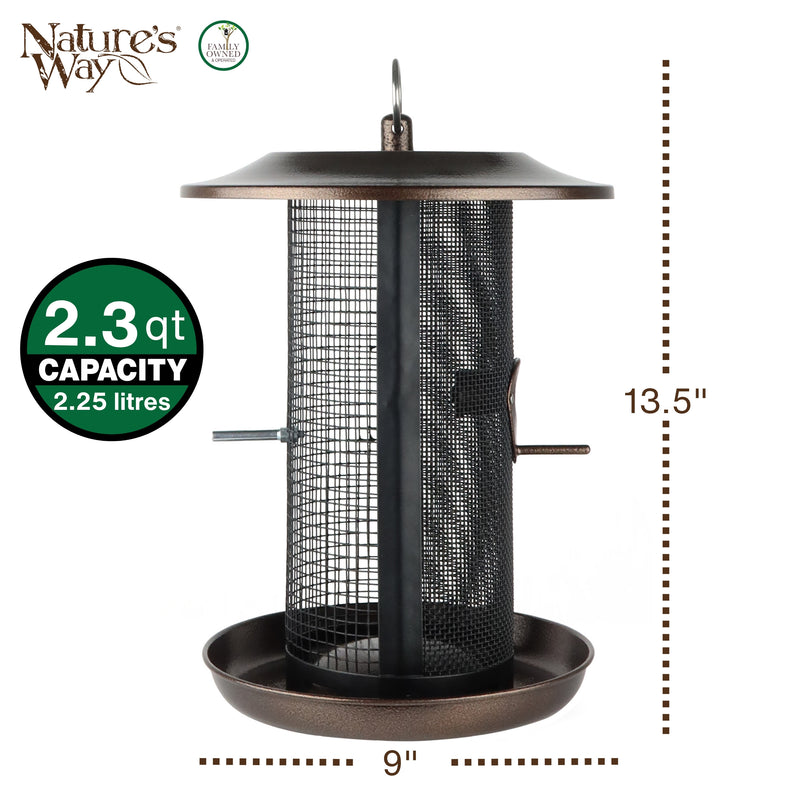 Load image into Gallery viewer, Beloved Bronze Dual-Chamber Metal Mesh Bird Feeder
