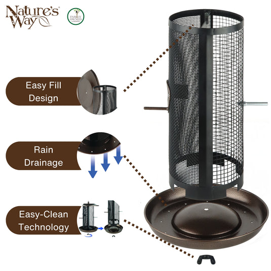 Beloved Bronze Dual-Chamber Metal Mesh Bird Feeder