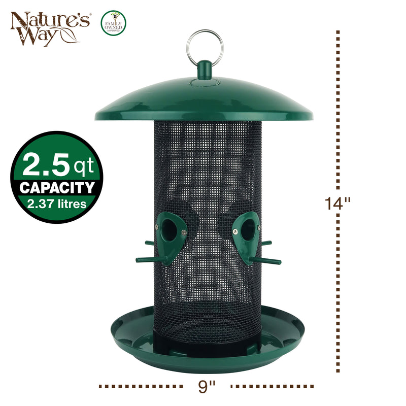 Load image into Gallery viewer, Perch If You Please Verdigris Metal Mesh Mixed Seed Bird Feeder
