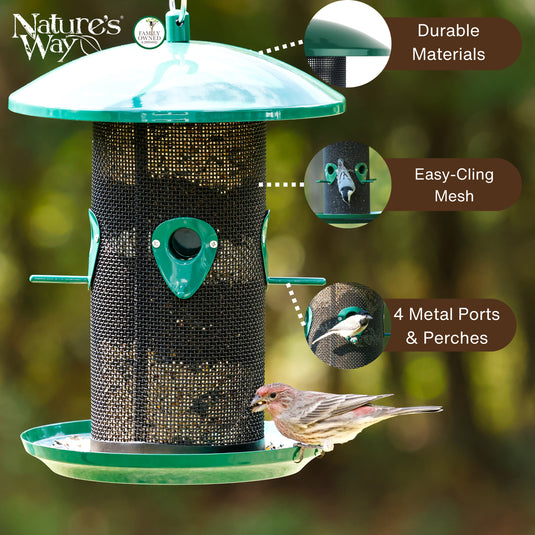 Perch If You Please Verdigris Metal Mesh Mixed Seed Bird Feeder