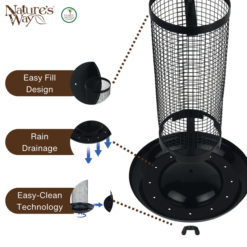 Load image into Gallery viewer, Midnight Metal Mesh Mixed Seed and Peanut Bird Feeder
