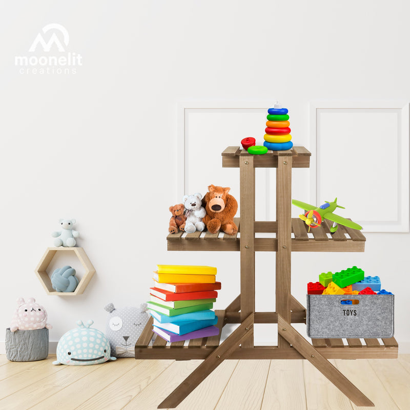 Load image into Gallery viewer, 3-Tier Wooden Plant Stand and Shelf
